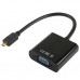 Full HD 1080P Micro HDMI Male to VGA Female Video Adapter Cable with Audio Cable  Length  22cm   Black
