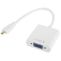Full HD 1080P Micro HDMI Male to VGA Female Video Adapter Cable with Audio Cable  Length  22cm   White