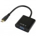 Full HD 1080P Mini HDMI Male to VGA Female Video Adapter Cable with Audio Cable  Length  22cm   Black